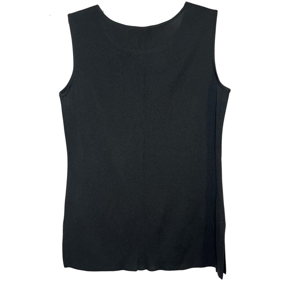 Exclusively Misook Split Hem Solid Black Tank Top - image 2